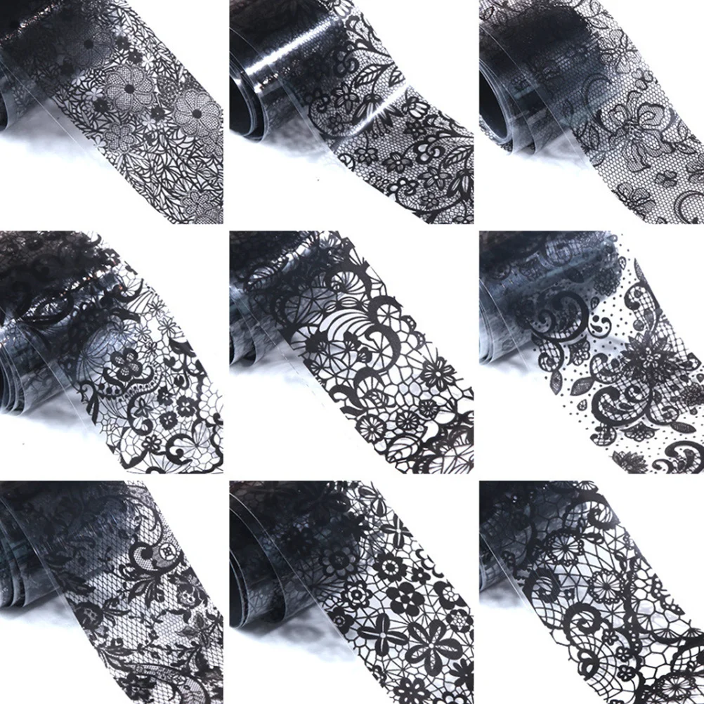 

2 Box Lace Nail Stickers 20 Rolls Black White DIY Manicure Transfer Decals Nail Art Stickers Fingernails Toenails Party Use
