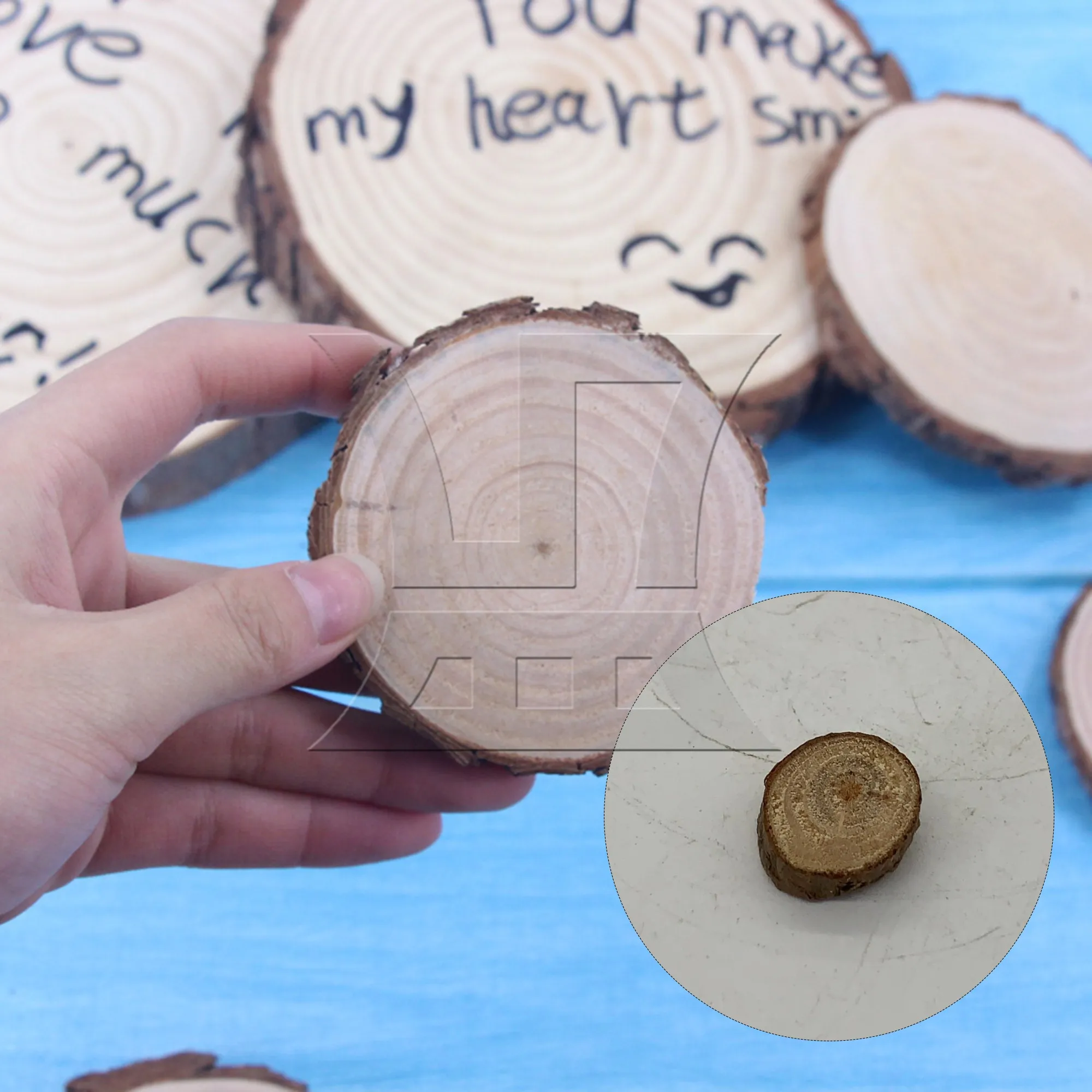 

1pc Natural Round Wood Slices 1-2cm Diameter 0.5cm Thick, Unfinished Wood Chips for DIY Hand-Painted Crafts Gift Tags