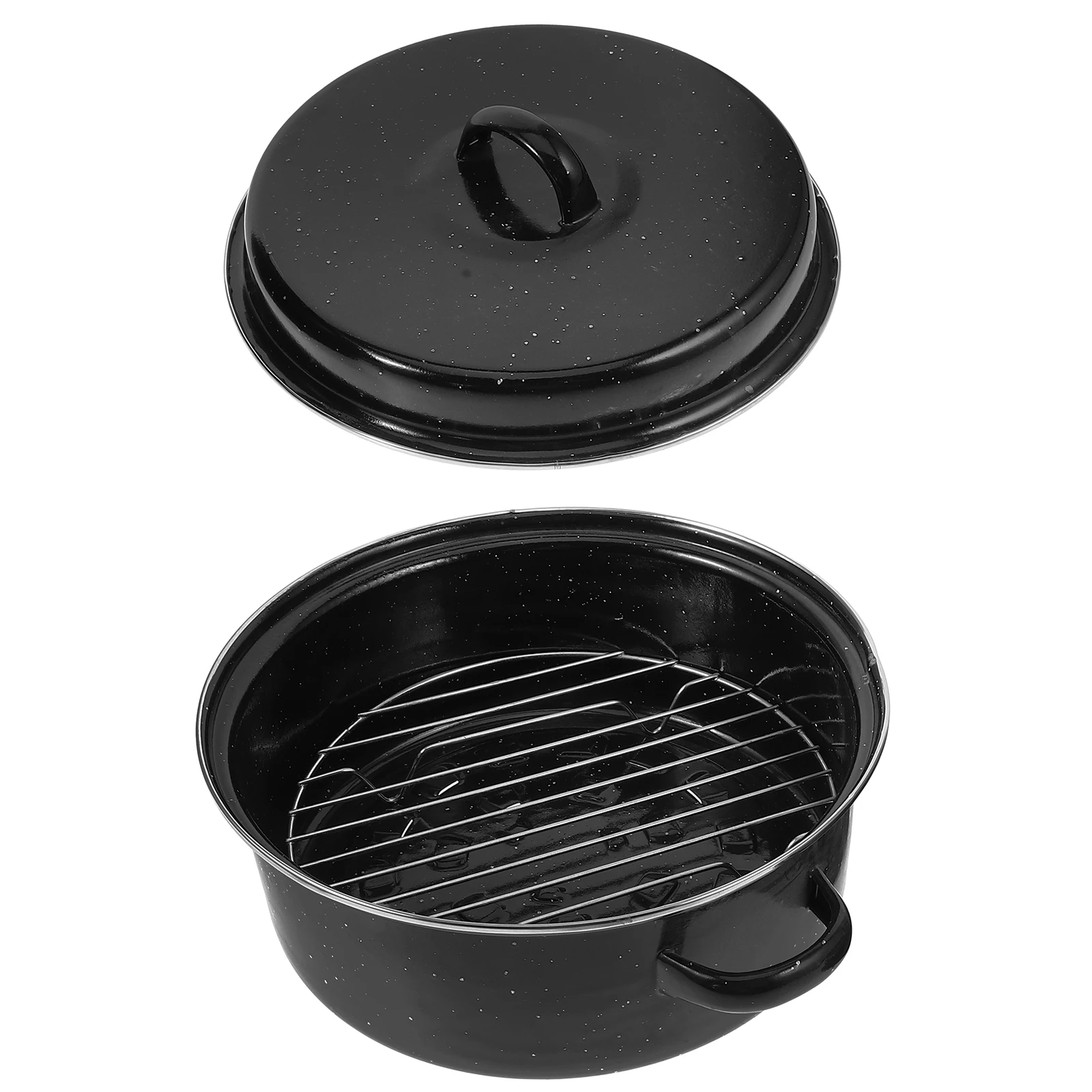 

Roasting Pan With Lid Enamel Barbecue Pot For Sweet Potato Stove Reusable Cooking Pot Heavy Duty Wear Resistant Bottom