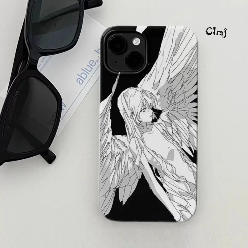 Clmj Beautiful Angel Phone Case For iPhone 13 12 Mini 11 14 Pro Max 15 Plus Se 2020 XR X XS 7 8 Silicone Phone Cover iPhone Case