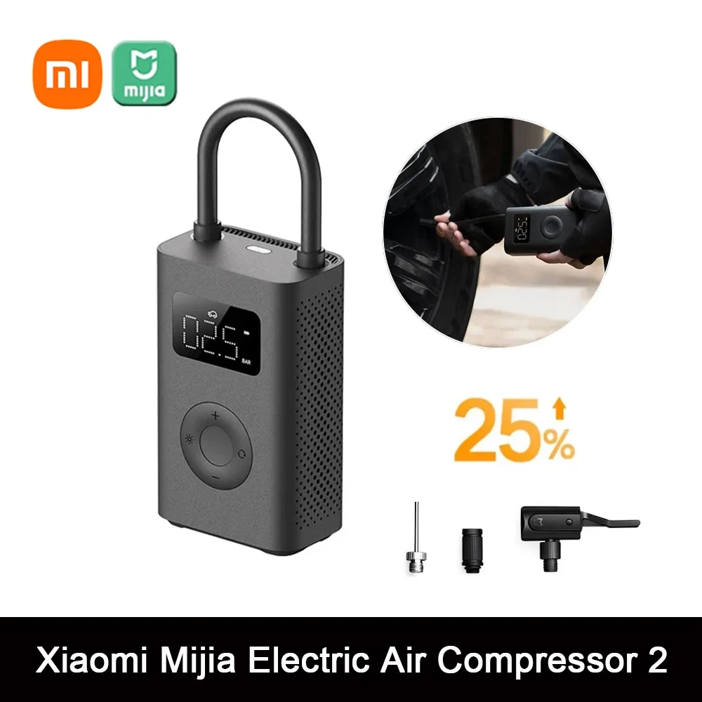 Xiaomi Mijia Air Pump 2 150PSI Mini Portable Electric Air Compressor Type-C LED Multitool Inflator for Ball Car Motorcycle Tire