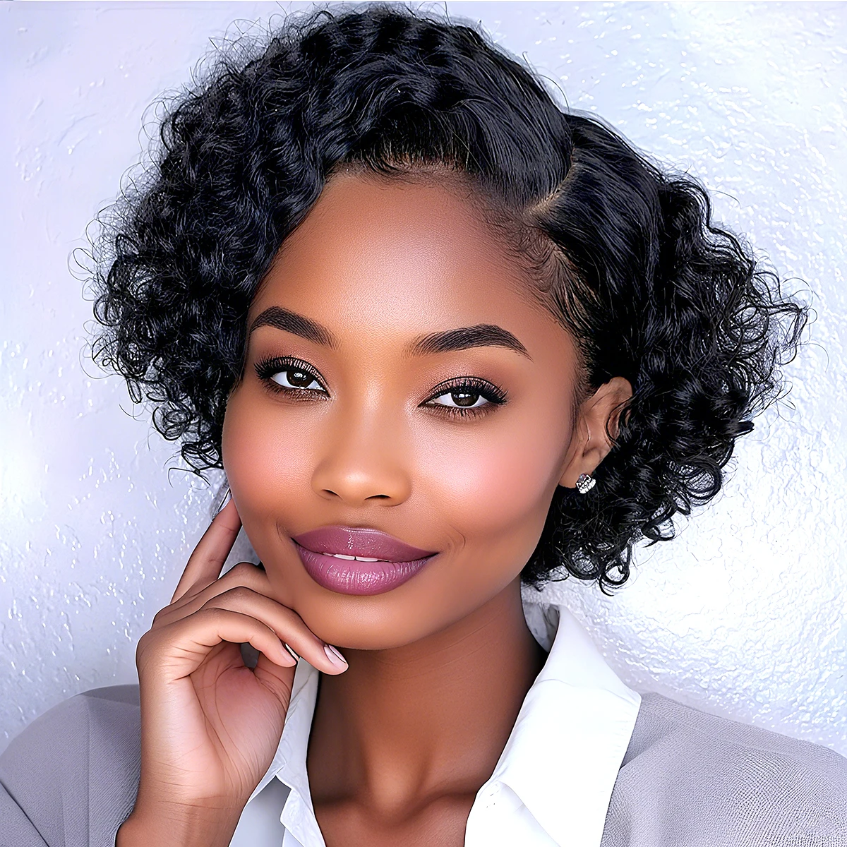 قصيرة بوب شعر مستعار عابث قطع أسود اللون شعر بشري مجعد الباروكات للنساء 13x4x1 T جزء الدانتيل موجة عميقة شعر مستعار الدانتيل