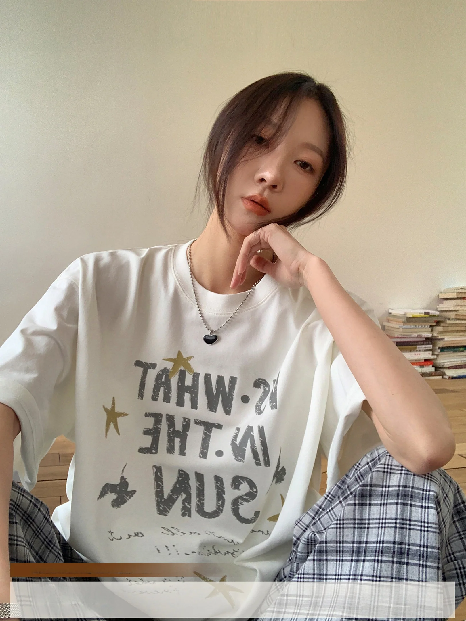 

Женская свободная футболка с коротким рукавом, белая, повседневная, с принтом, летняя, новая, в стиле lazy style, универсальный топ из хлопка и полиэстера