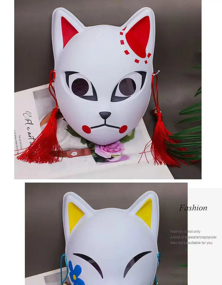 Japanische Anime Dämon Fuchs Maske Cosplay Sabito Makomo Tanjiro verdicken Plastik Tier masken Halloween Party Kostüm Requisiten Deluxe