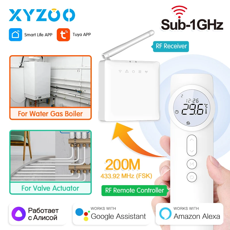 RF433 Tuya WiFi Smart Thermostat Low Power Battery Water Gas Boiler Underfloor Heating Temperature Controller Alexa Google Home
