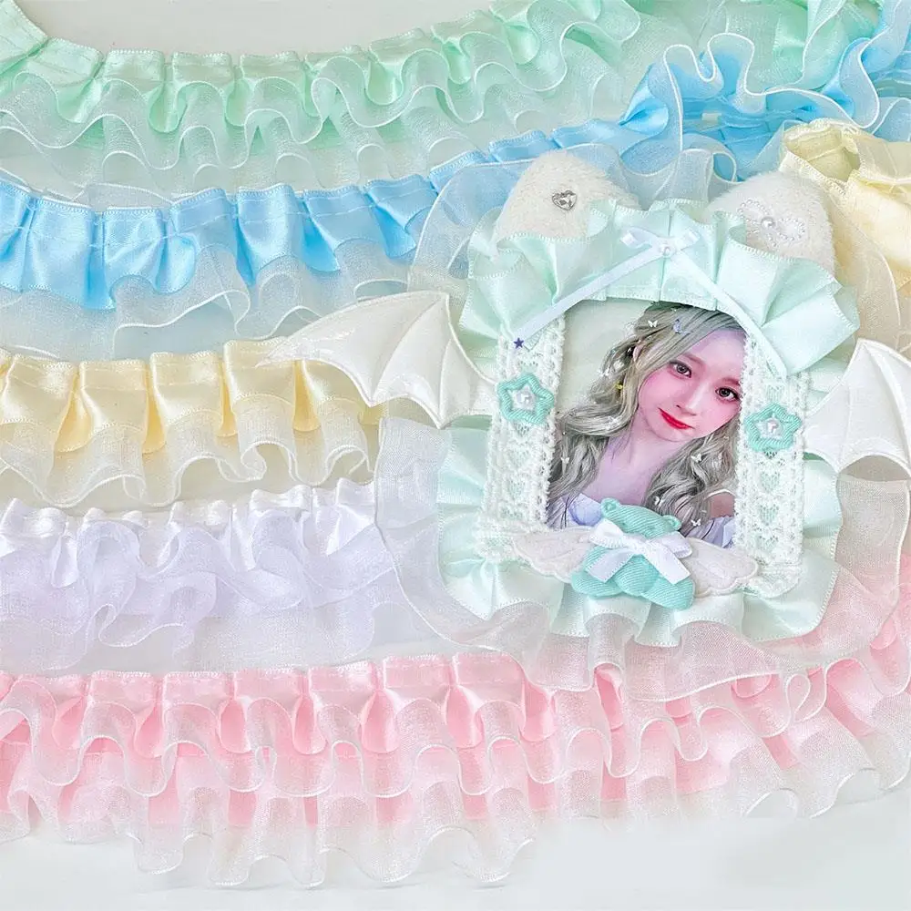 1 متر 4 سنتيمتر واسعة الأورجانزا الساتان مطوي شريطة من الدانتيل لوليتا أكياس النسيج الزخرفية كشكش تقليم DIY Ita حقيبة ديكور مواد التعبئة والتغليف #3