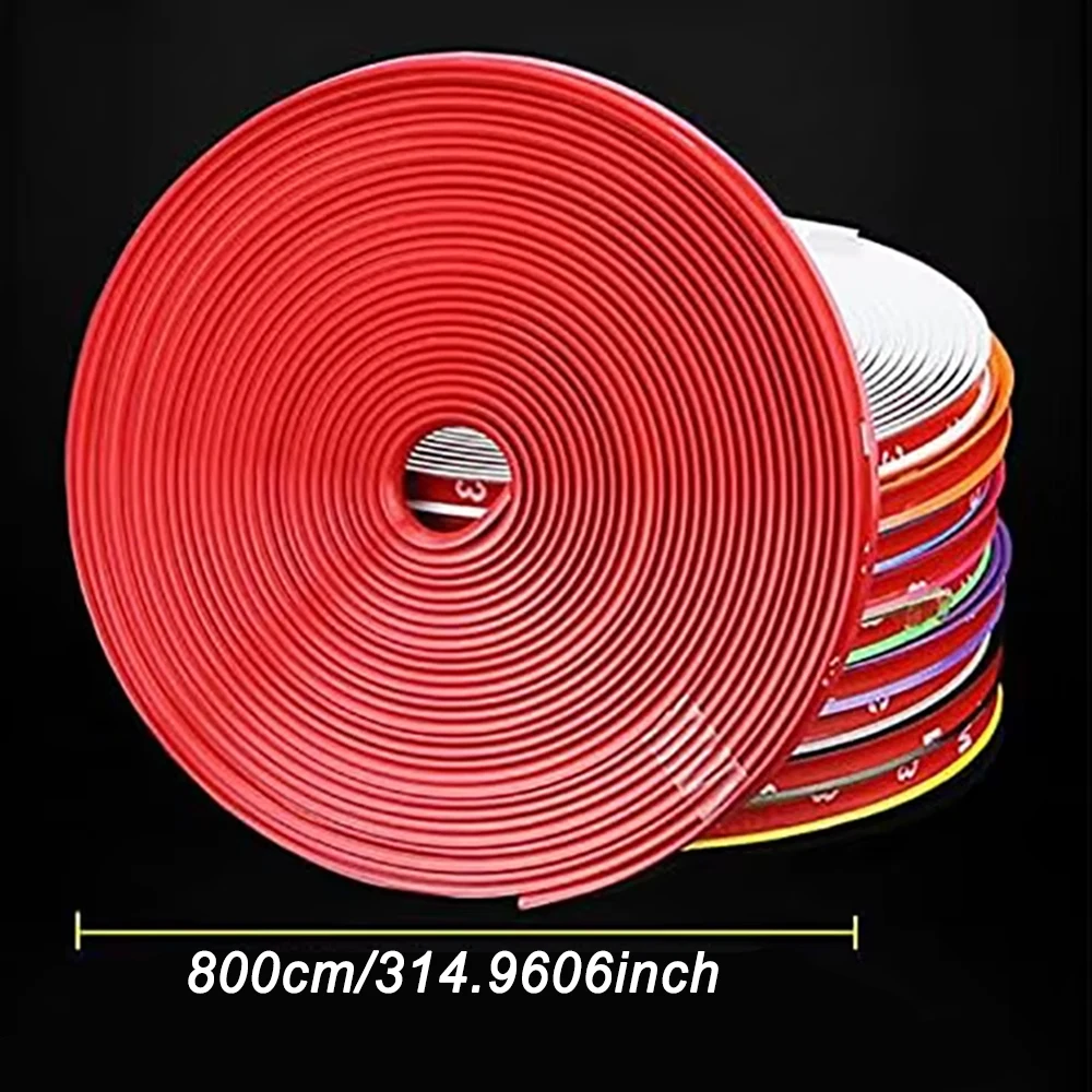 Flexible Auto Wheel Edge Guard Tape, 8M Curb Impact Resistant Rim Strip, Stylish Car Exterior Anti-Scratch Trim