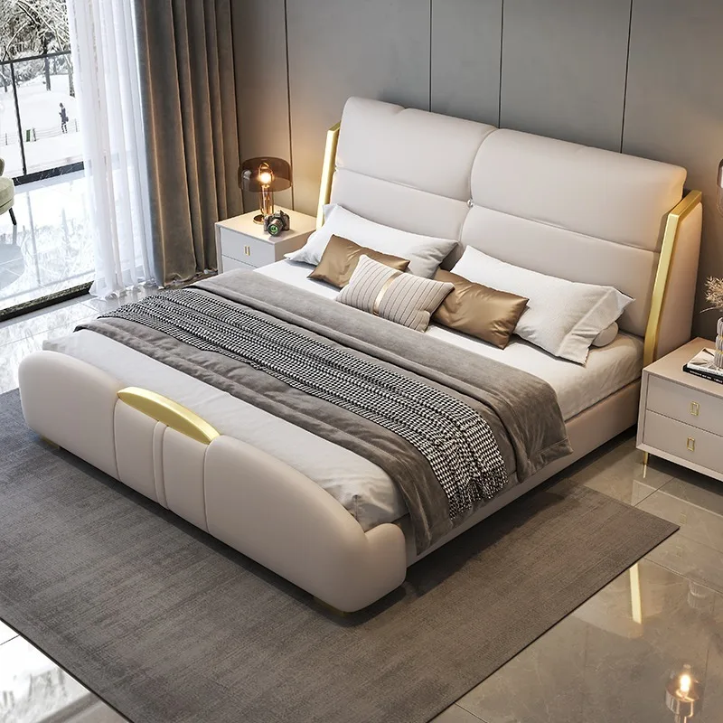 Sleeping Fancy Bed Luxury Nordic Headboard Queen Size Bed Nightstands Frame Muebles Para Dormitorio Bedroom Set Furniture