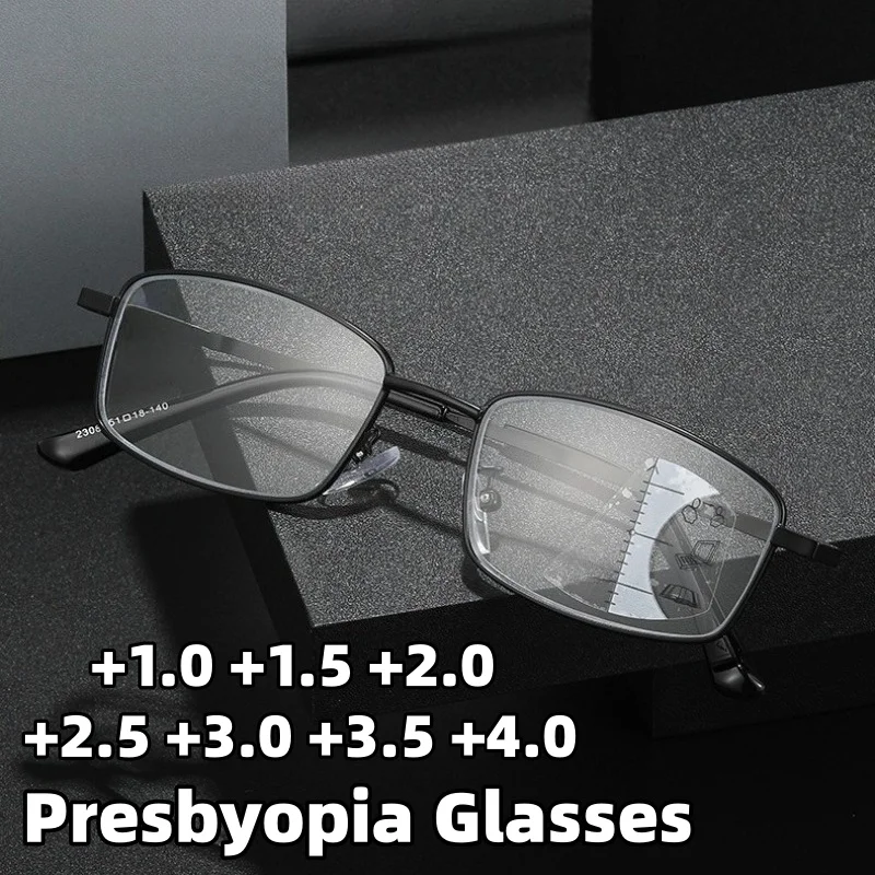 

Business Progressive Multifocal Anti-Blue Light Presbyopia Glasses Classic Minimalist High-Definition Reading Eyewear Unisex