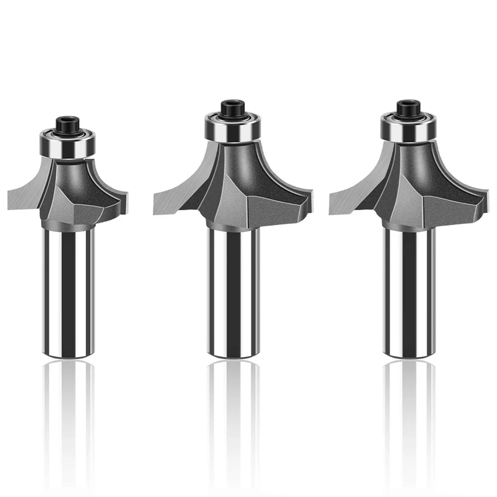 Bit Router Redondo com Rolamento, Carbide Milling Cutter, Rounder Bits, Ferramenta de Carpintaria, Shank Corner, 12mm, 12.7mm