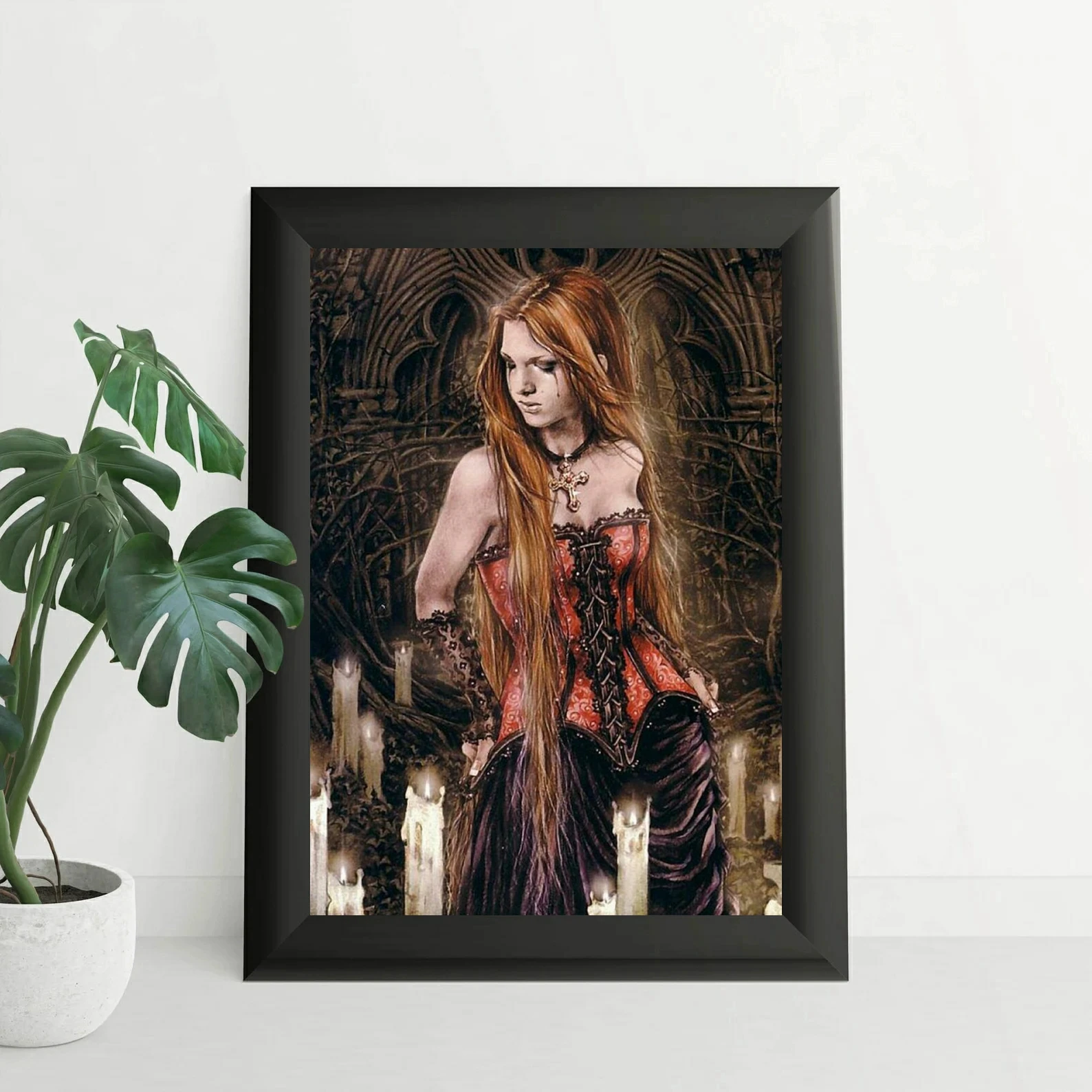 Victoria Frances Vampires Girl Diamond Embroidery Cross Stitch DIY Diamond Painting Gothic Fantasy Witch Rhinestone Home Decor