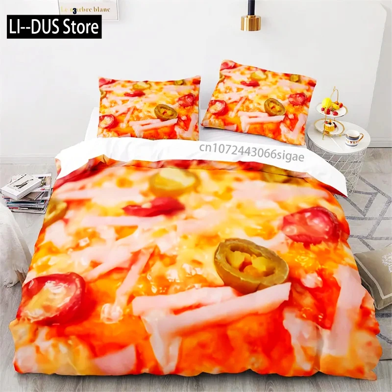 الإبداعية غطاء لحاف الوجبات السريعة البيتزا همبرغر طباعة المعزي غطاء ستوكات طقم سرير الملكة للأطفال في سن المراهقة غرفة ديكور
