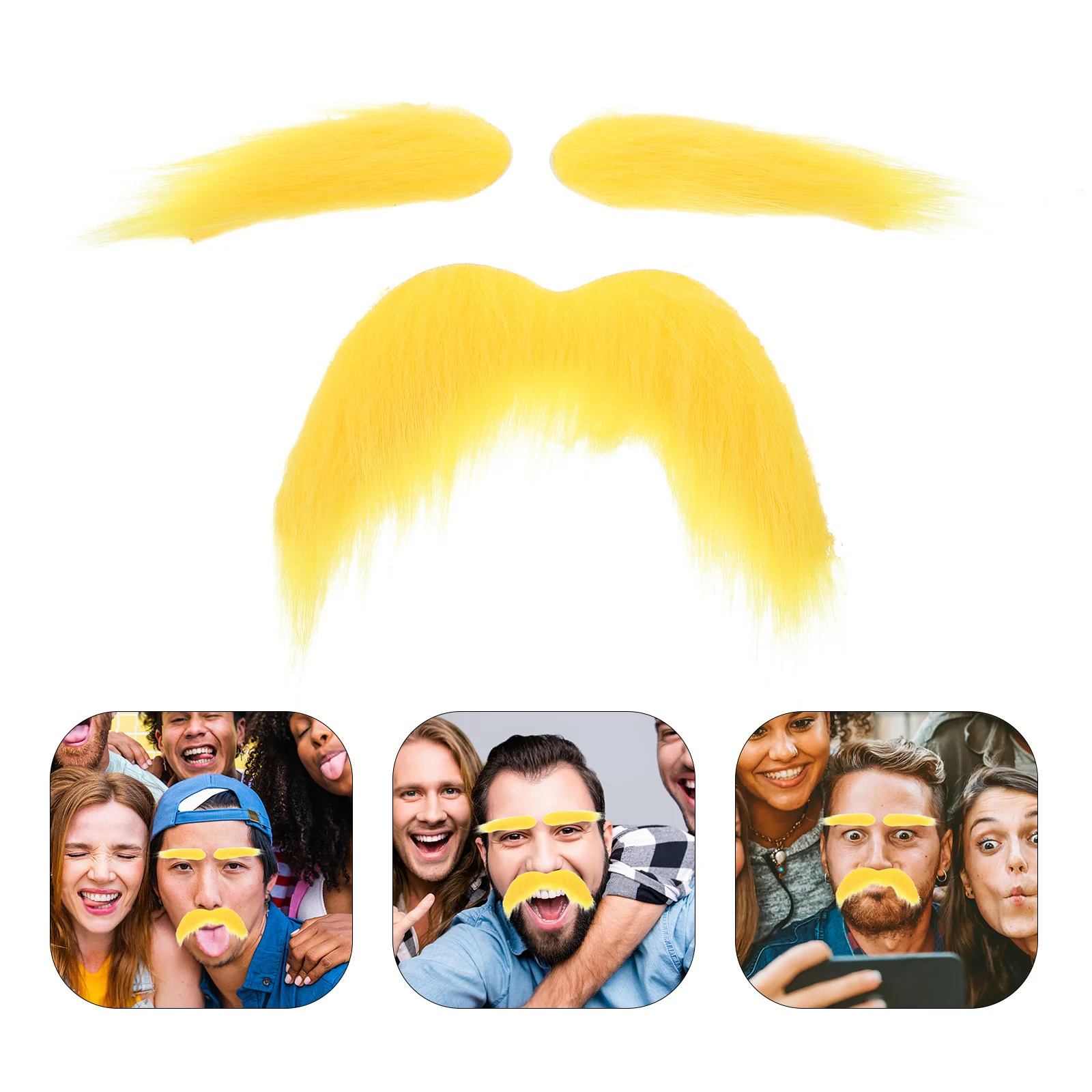 

2 set Realistic Fake Mustache Eyebrows Set Synthetic Facial Hair Props For Halloween Cosplay Costume Party Photo Booth Birthday