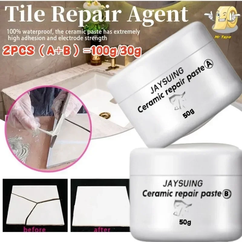 30/100g Ceramic Repair Paste Quick Dry White Porcelain Crack Chip Porcelain Repair Kit Tub Tile and Shower Repair Tile Adhesive