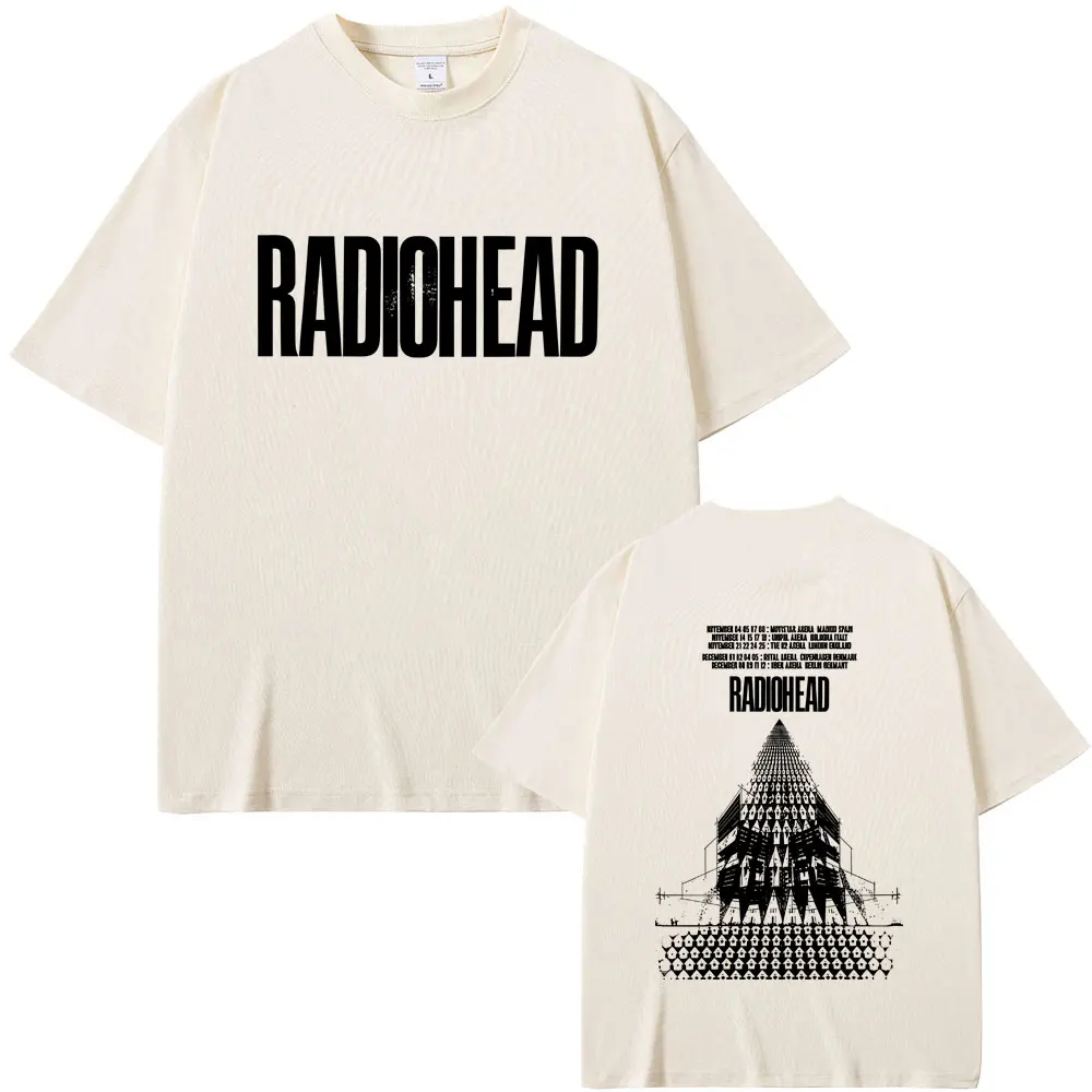 Radiohead Return To The Road European Tour T-shirt Men Hip Hop Rock Vintage T Shirt Men's Gothic Oversized T-shirts Streetwear