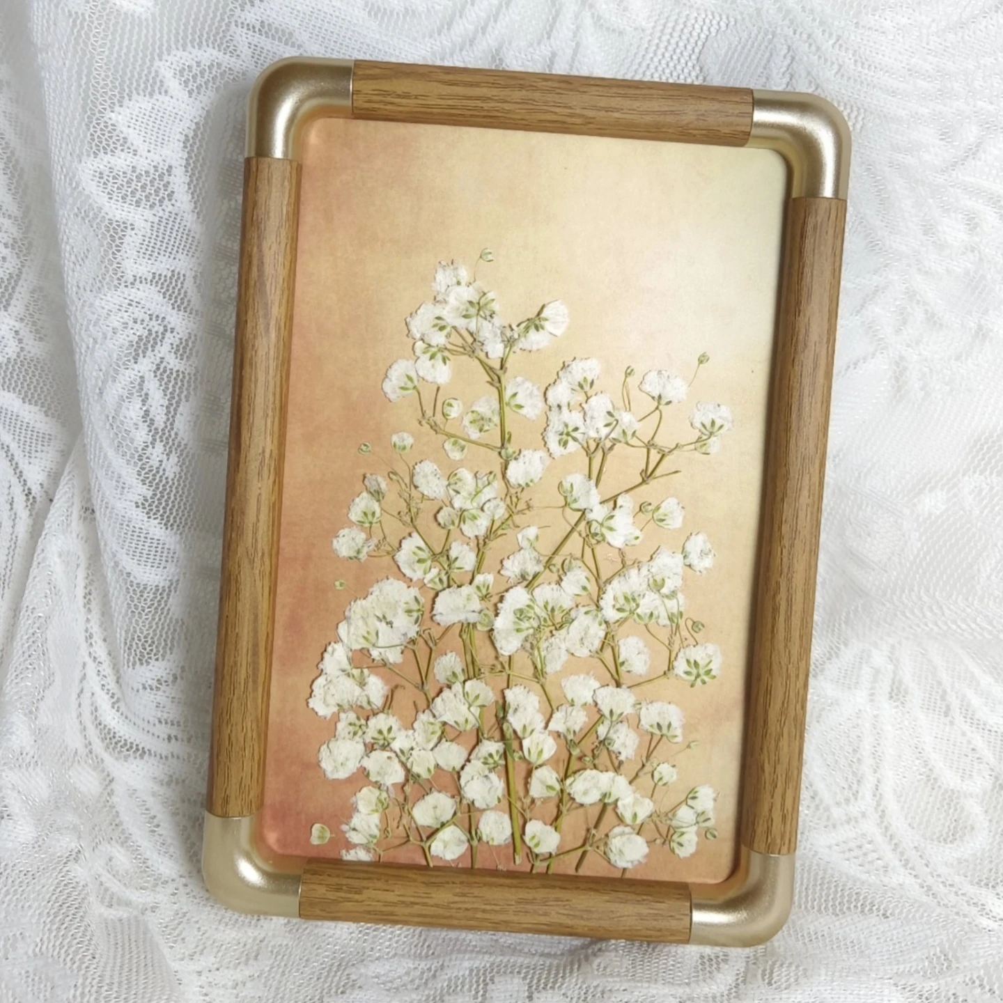 

0058 Pressed Flower Art Handmade Vintage Photo Frame Home Decor Gift Idea Rustic Boho Minimalist Style Natural Beauty Wall Art