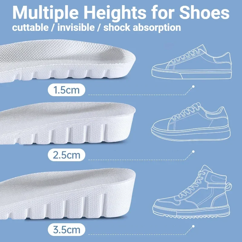 Invisible Height Increase Insoles EVA Soft Lightweight Shoes Sole Pad for Men Women Heel Lift Feet Care Arch Support Insole