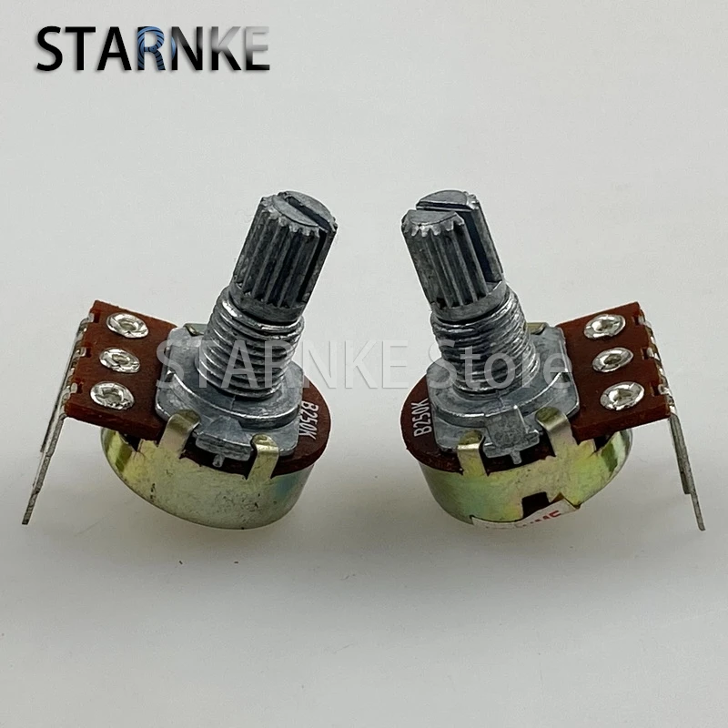 3PCS 16 Type 3-Pin Single B250K Bent Feet Vertical Amplifier Audio Speaker Volume Adjustment Potentiometer Flower Shaft 15mm