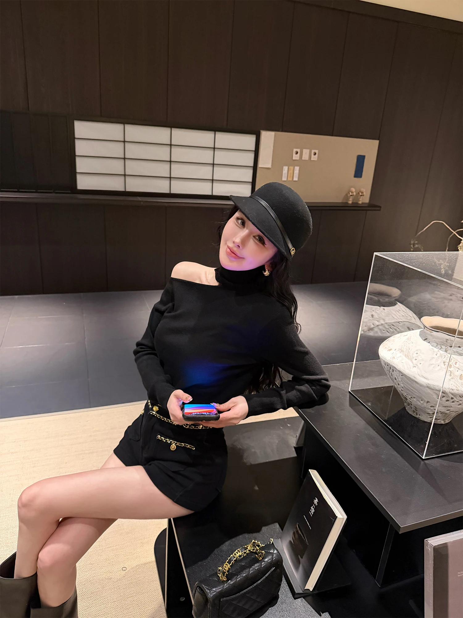 

LADIES FIRST Winter High Collar Open Front Knitwear Women Ele Slimming Faion Korean Sle Long Sve Loose Fit Sweater