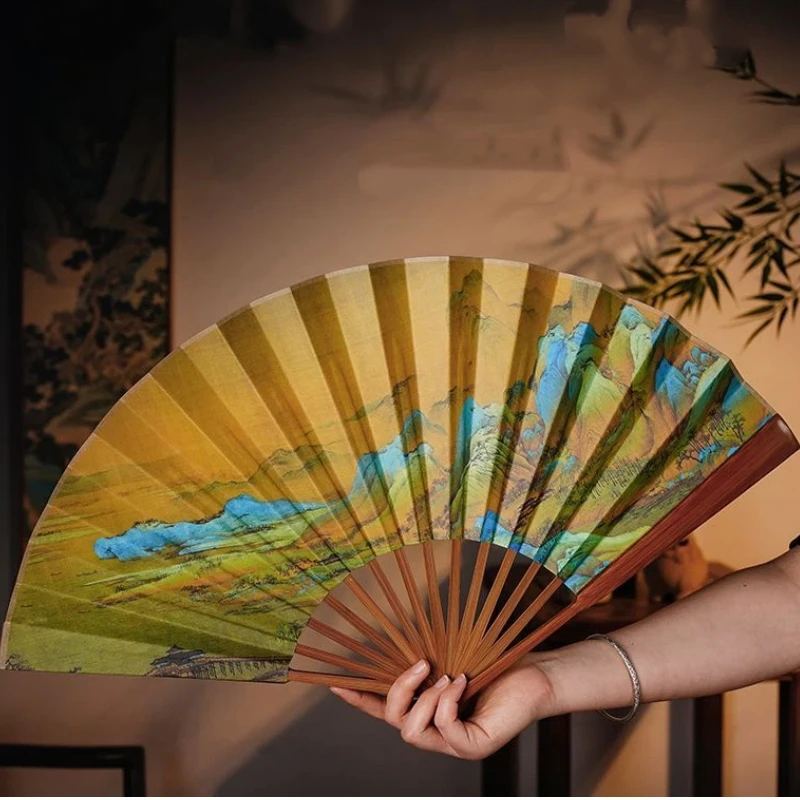 Bamboo Folding Fan for Hanfu Photography Prop Summer Cooling Daily Fan Gift Lightweight Portable Durable Smooth Exquisite Gift