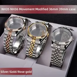 Stainless steel case bezel Bracelet for Rolex Datejust 41 36 dial NH35 NH36 movement mod kit replace DIY case strap silver gold
