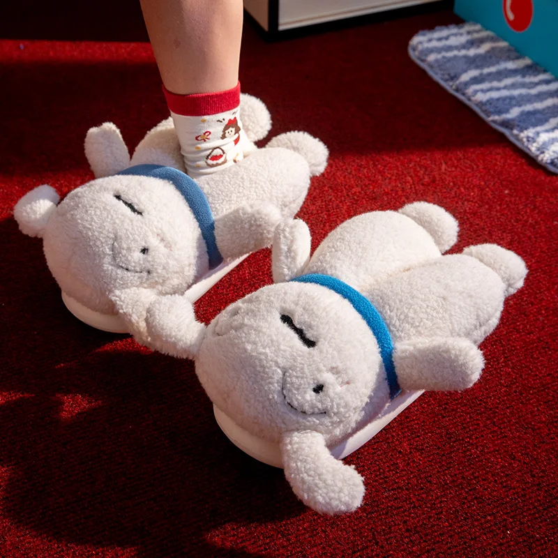 Chinelos de Algodão 3D para Mulheres, Quentes e Confortáveis para Outono e Inverno, Solado Espesso e Antiderrapante, Chinelos para Casais em Casa para Homens