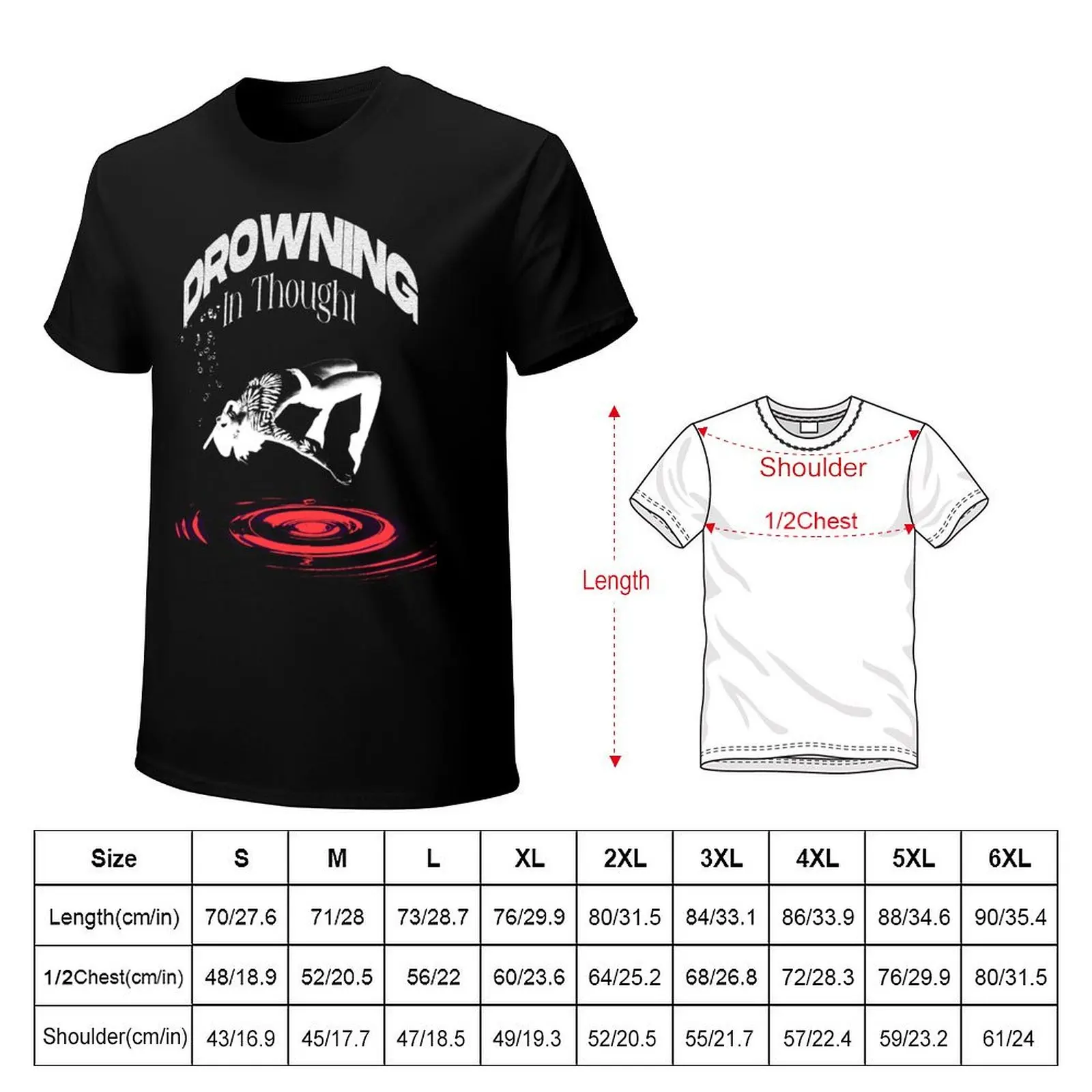 Drowning in thought red T-Shirt Minimalist Plain Crew Neck T-Shirt