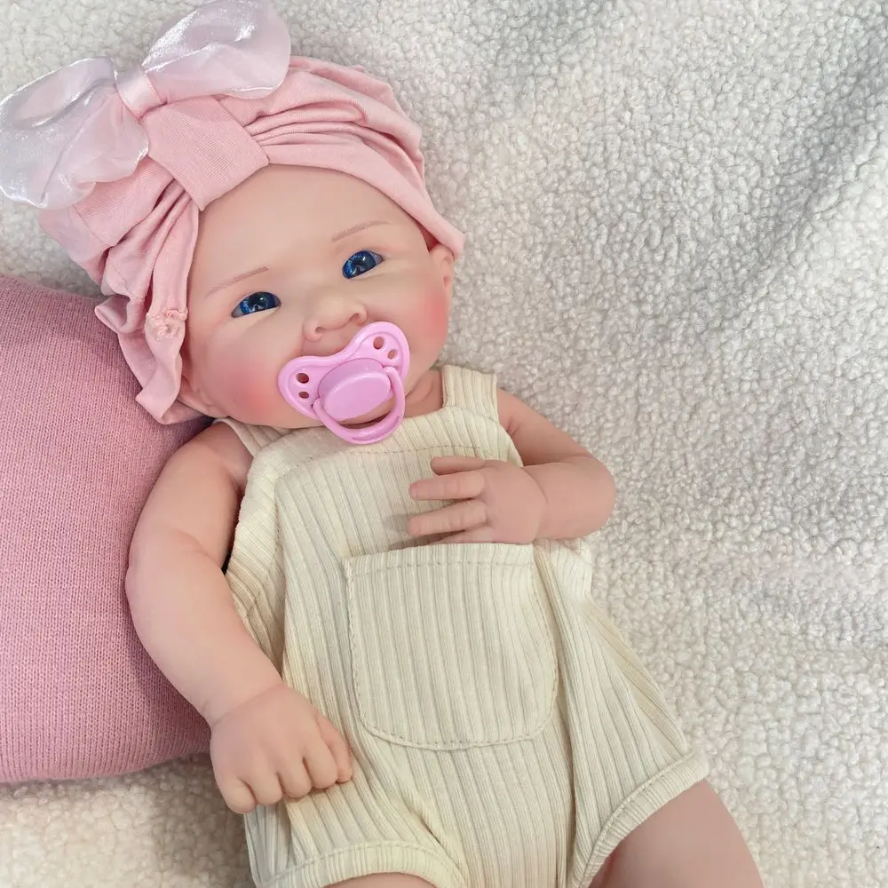 リアルな 19 インチシリコンリボーン女の赤ちゃん青い目 100% ソフトボディ加重洗えるフロッピー新生児人形抗ストレス子供のおもちゃ