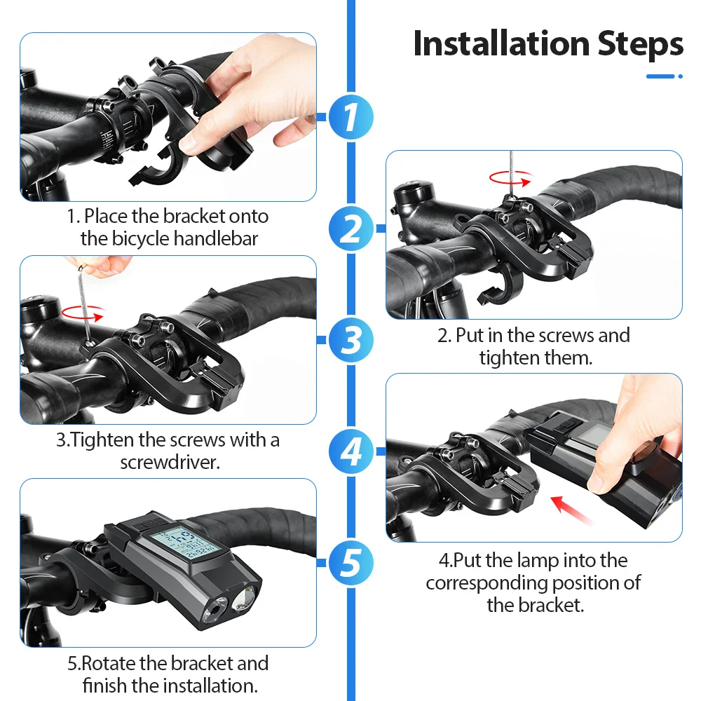 Bike Headlight GPS Speedometer Horn 3 in 1 Multifunctional Rechargeable Bicycle Front Lamp Cycling Computer MTB Bike Accessories