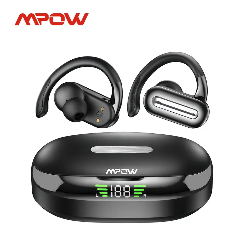 Mpow Bluetooth 5.4 Open-Ear Sport Earbuds with Earhooks, 40-Hour Battery Life