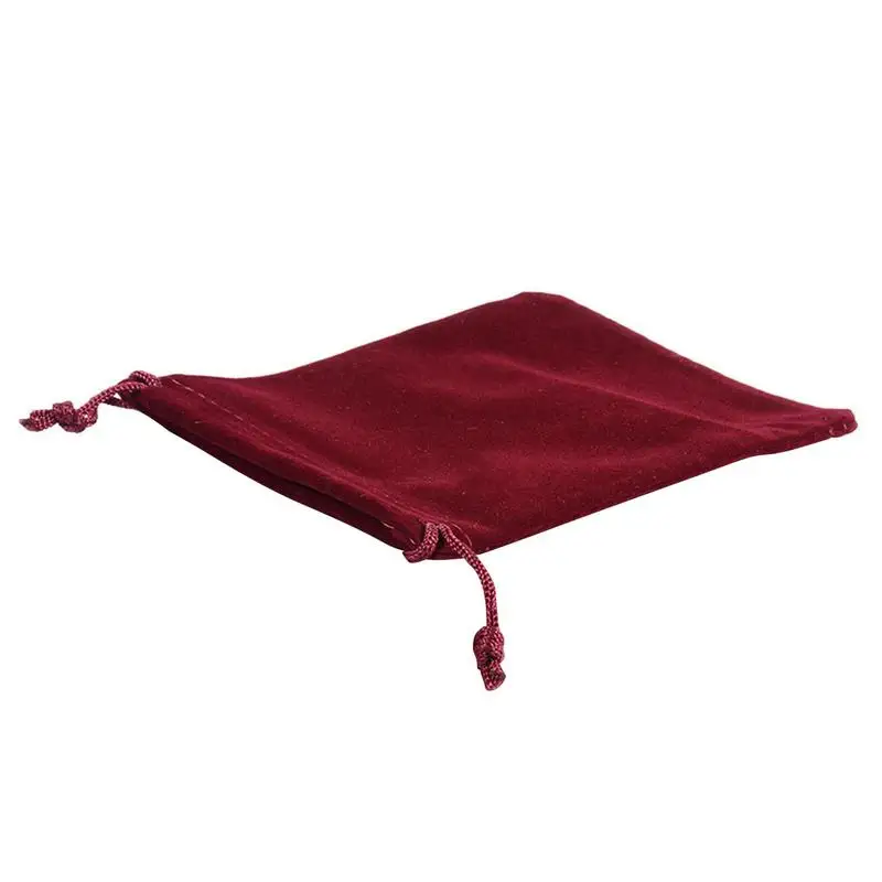 Wine Red Flannel Gift Bags Ribbon 10x12cm Cosmetics Jewelry Sack Suitable For Eyelashes Hair Claret Drawstring Pouches 1pcs