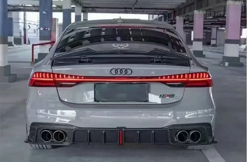 

For AUDI A7 S7 C8 2019 2020 2021 2022 2023 Carbon Fiber Car Bumper Rear Diffuser Lip Wing Tail Trunk Spoiler Body Kit