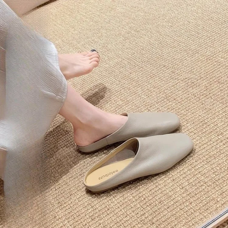 

Women's Closed-Toe Half Slippers, Summer Outdoor Casual Style, Flat Lazy Slip-On Mules