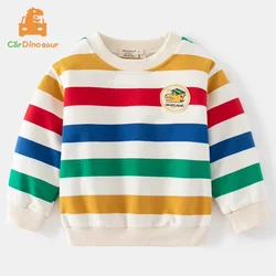 2025 Lente Herfst Nieuwe Collectie 2 3 4 6 8 Jaar 90-130 cm Kinderen O-hals Katoen Kleurrijke Streep Cartoon Kids Baby Jongens Sweatshirt