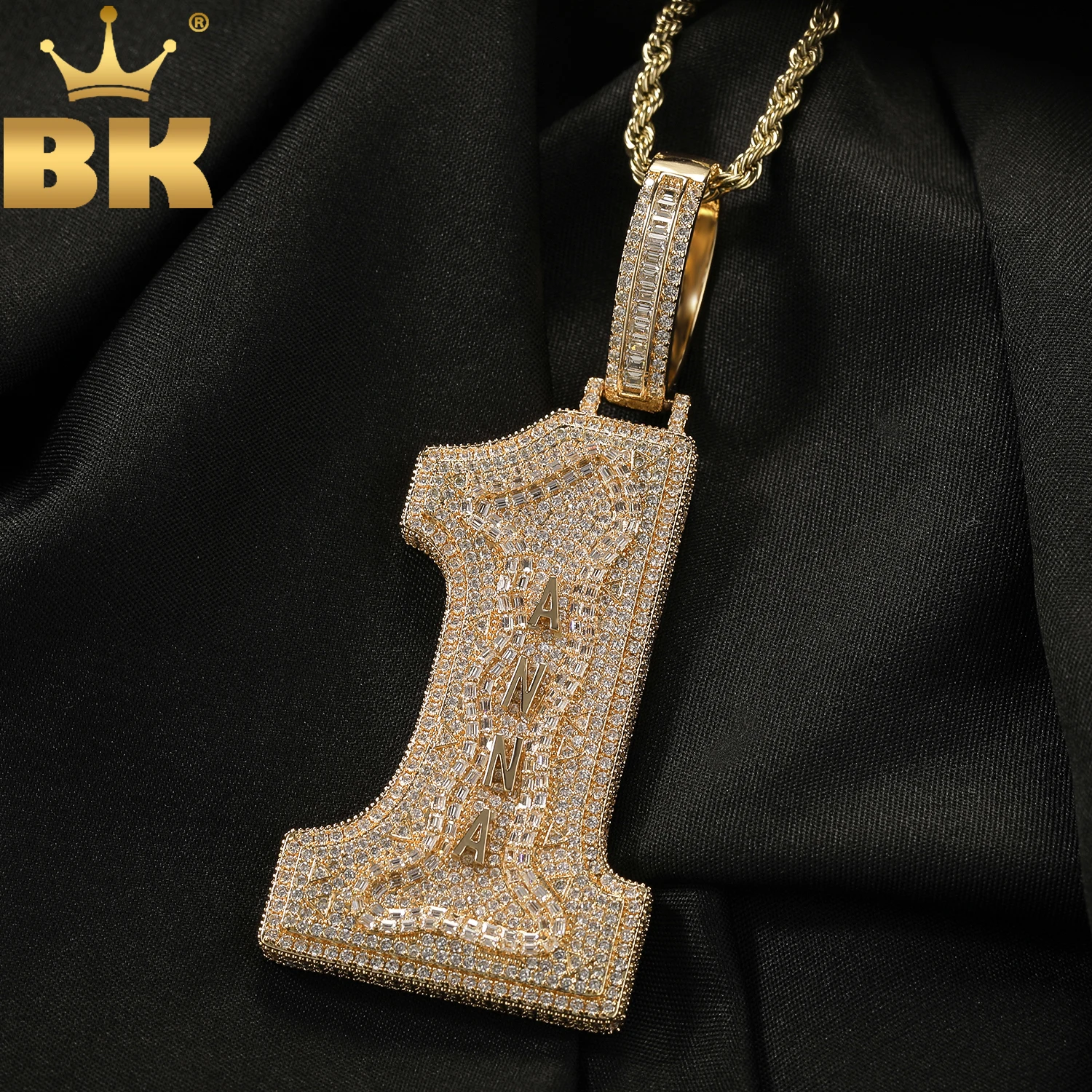 the-bling-king-ビッグナンバー1ペンダント-カスタム縦型小型ステンレススチール文字ペンダント-アイスアウトczネックレス-ヒップホップジュエリー