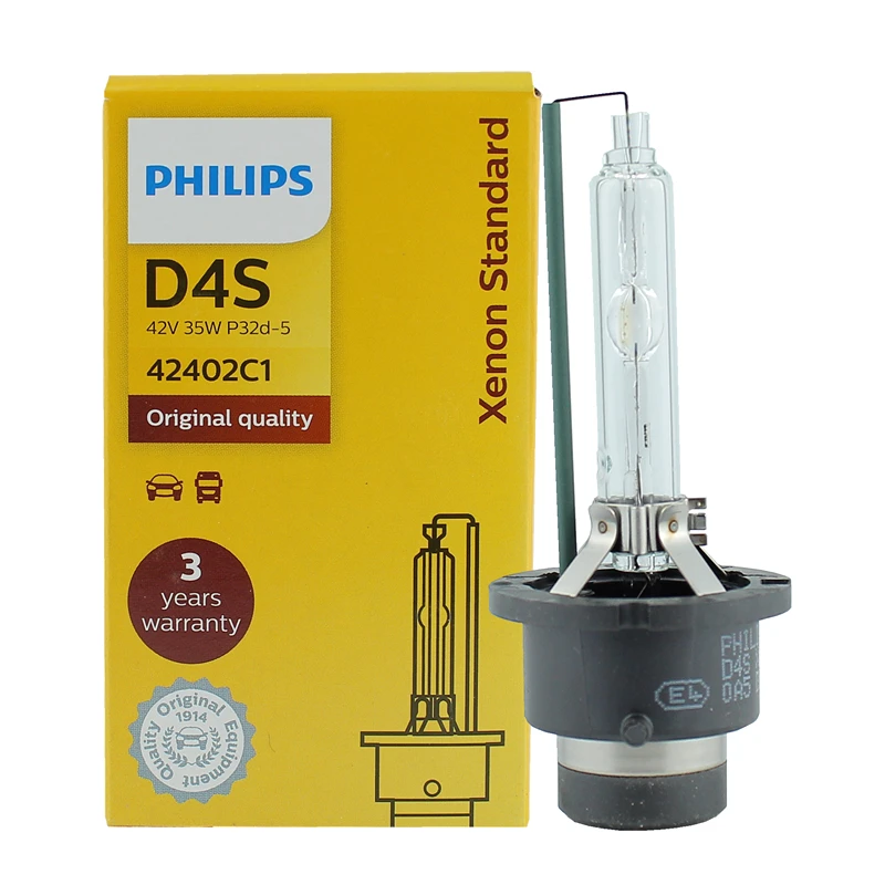 Philips HID D4S 35W Xenon Standard 4200K Auto Original Headlight Car Genuine Bulbs OEM Replacement Upgrade D4 ECE 42402C1, 1X