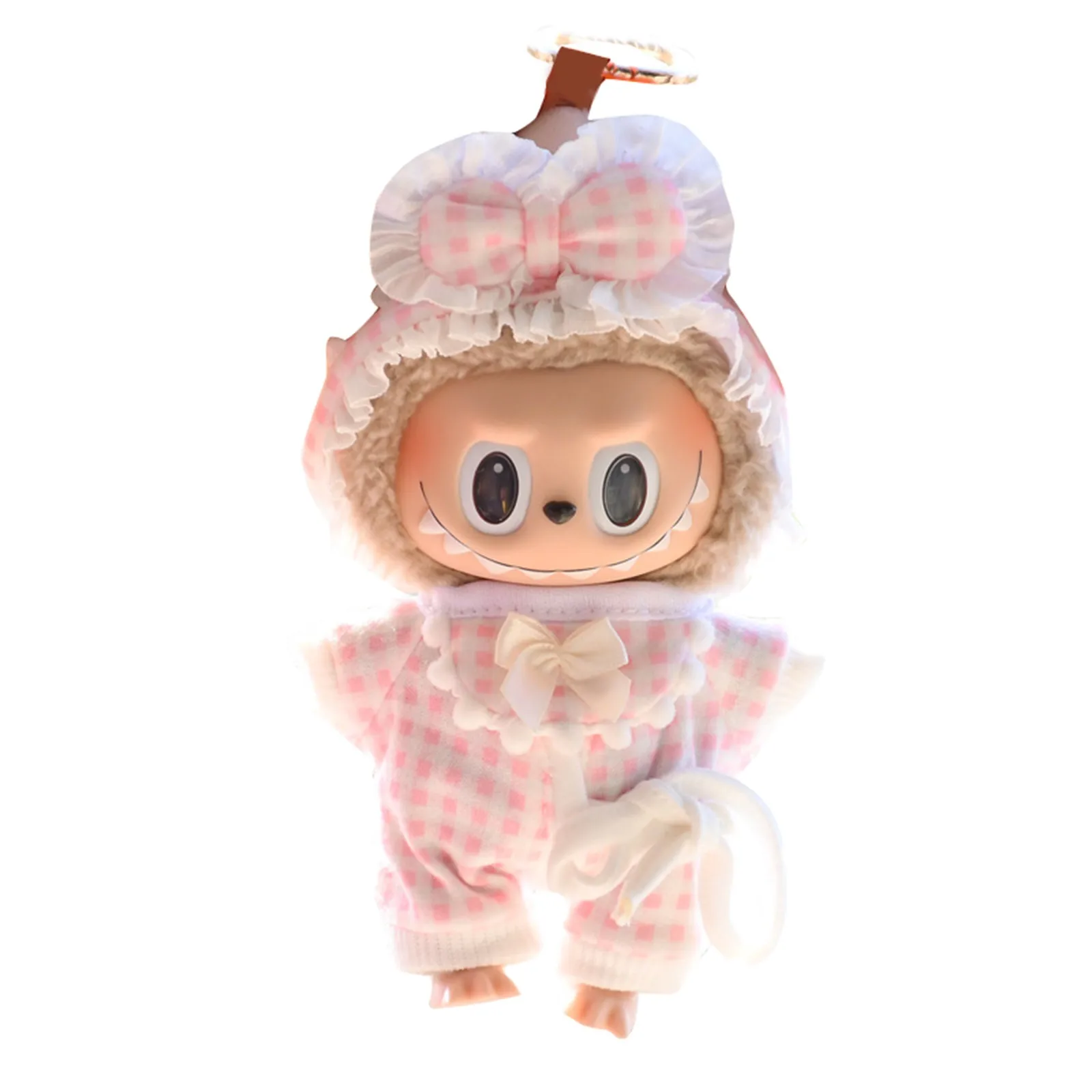 Set Gaun Merah Muda Lucu 17Cm Pakaian Boneka Labubu Aksesori Pakaian Pakaian Boneka Hadiah Mainan Anak Perempuan