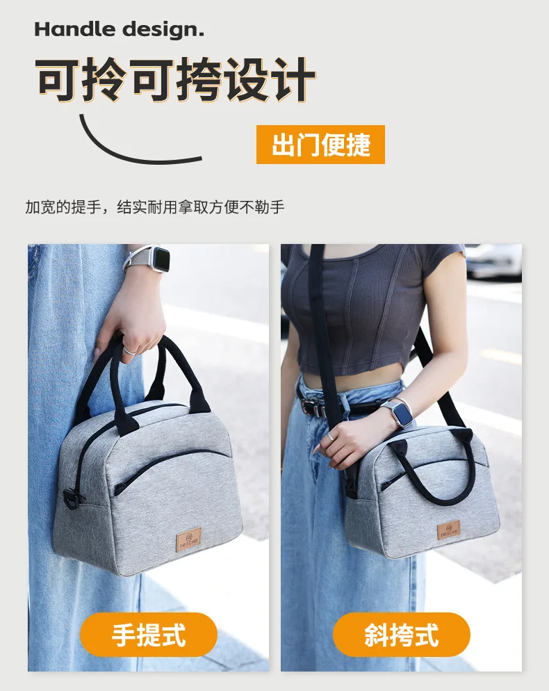 Lunchtasche mit Schultergurt, Griff, Kühltasche für Damen, tragbare Lebensmitteltasche für Arbeit, Studenten, Thermo-Lunchbox, Kühlschranktasche – Detail 6