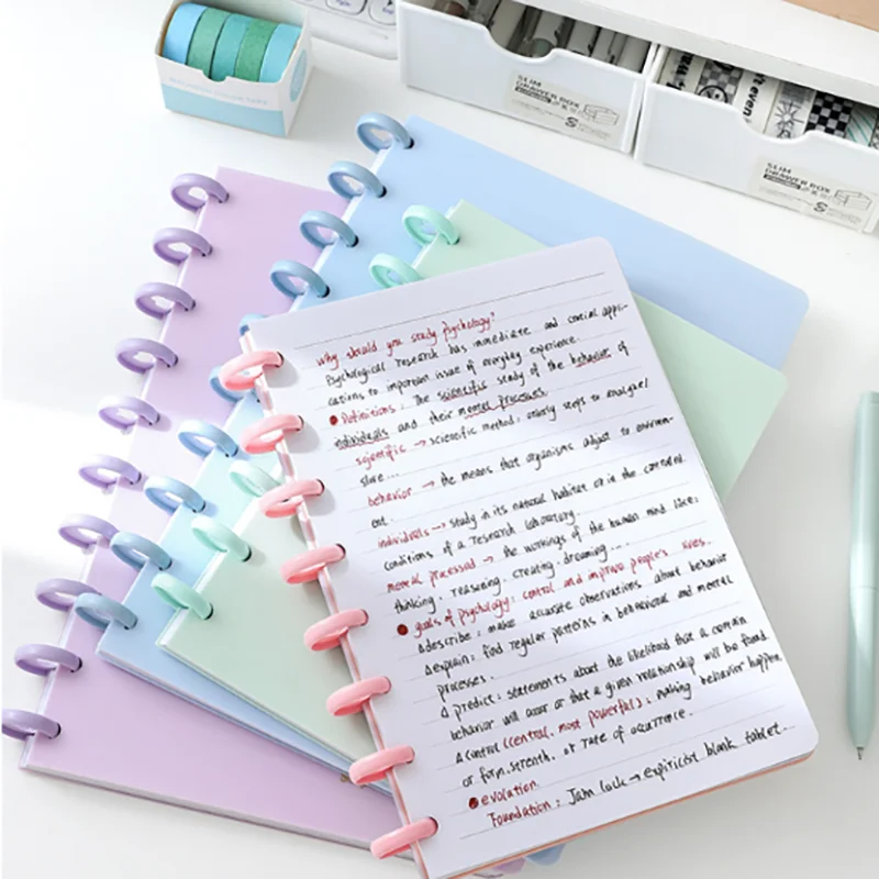 1-Pack A5/B5 Minimalist Portable Detachable Notebook Mushroom Clip Ring-Bound Notebook / Work / Study / Journal