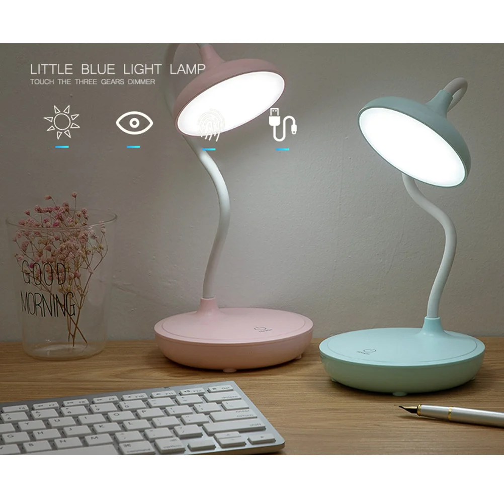 

Blue USB Charging Eye Protection Lamp 3 Gears Touch Night Light Creative Book Reading Home Office Study Decoration