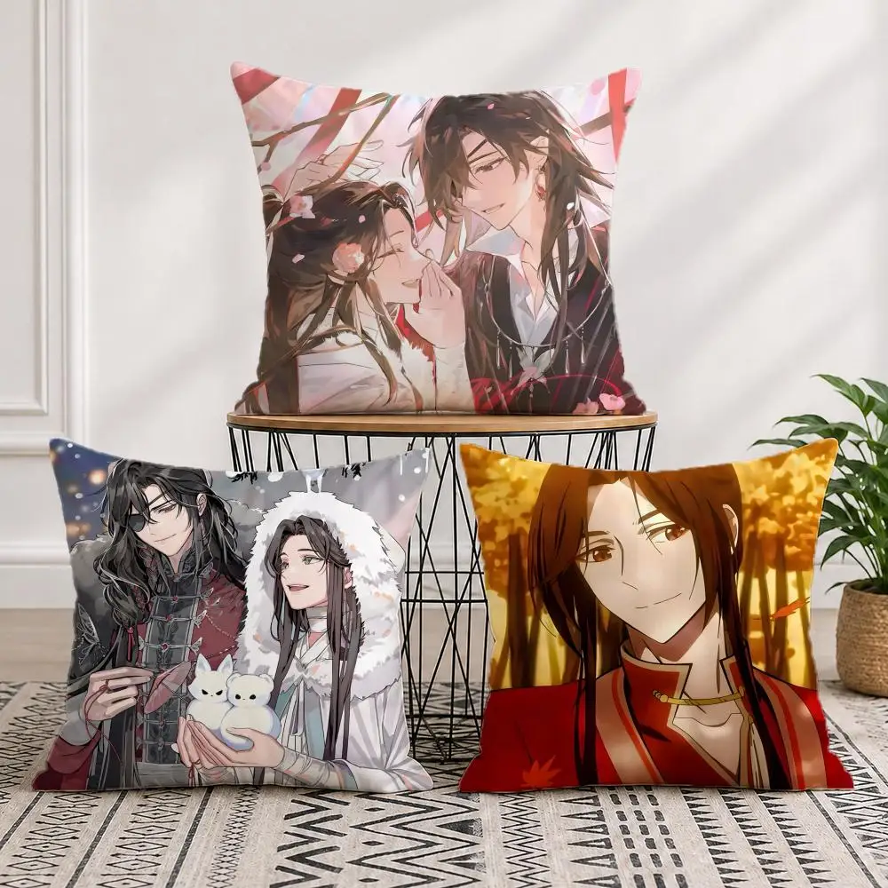 H-Heaven Official's Blessing Cushion Cover Washable Soft Thick Cushion Cover Decorative Pillowcase for Sofa Living Room Home