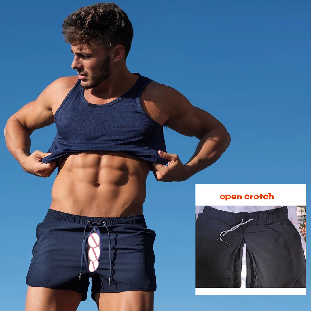 

Invisible Open Crotch Outdoor Sex Trunks Pants Men Summer Exercise Shorts Outdoor Running Fitness Jogger Breathable Gym Bottoms