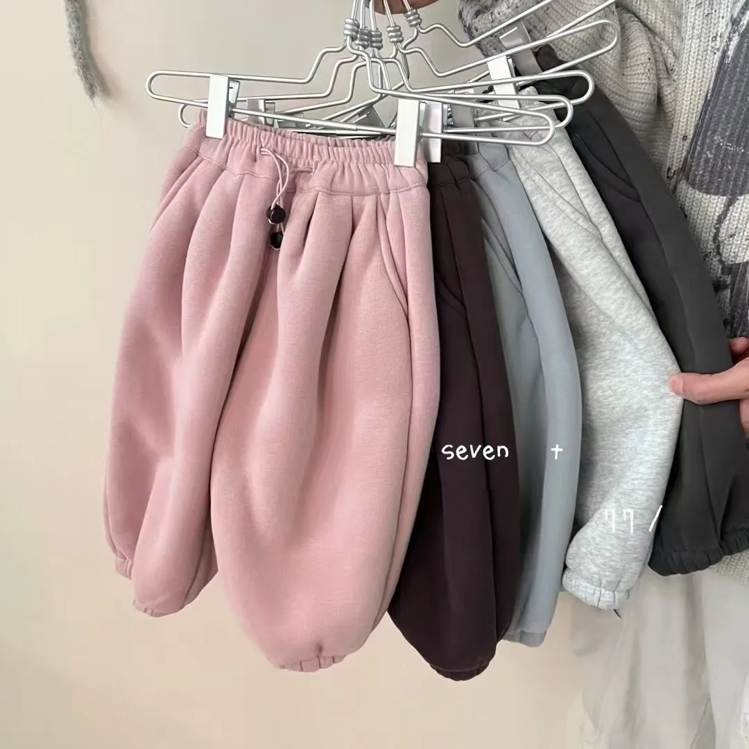 

New autumn and winter children's extra thick casual pants with added fleece for both boys and girls