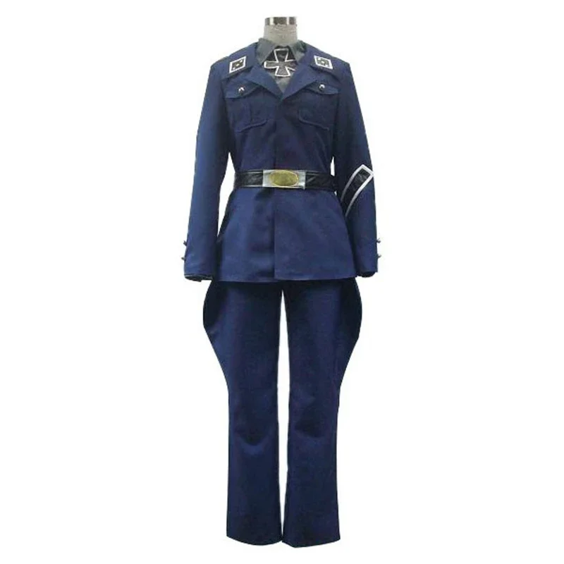 Ainclu Anime Axis Powers Hetalia Gilbert Beilschmidt Costume Military Uniform Halloween Carnival Outfit Customize Kid Adult Size