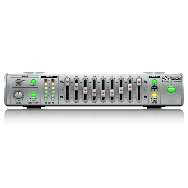 FBQ800 Professional Audio Equalizer Ultra-Compact 9-Band Graphic Metal Equalizer Factory Wholesale