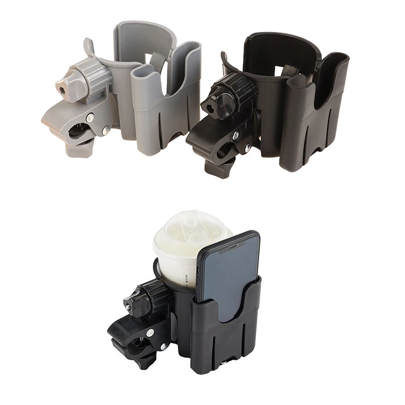 1 Piece Universal Bottle Holder 2-in-1 Stroller Water Cup Holder With Phone Holder For Wheelchair Toddler DIY Accessories