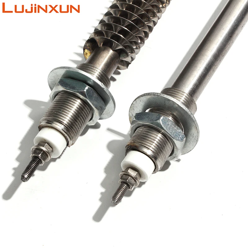 LUJINXUN M22x45 Finned Tubular Heat Tube 220V Heating Rod Oven Pipe with High Temperature Resistance 200W-600W Dry Heater 1PC