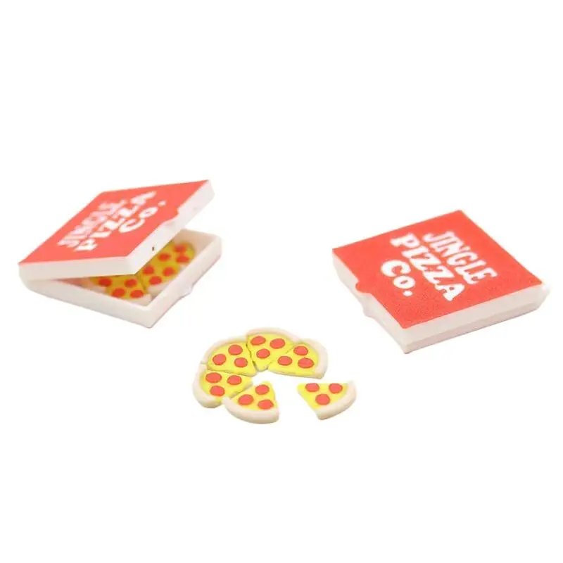 Mini Pizza Play Food Set, 1/12 poppenhuisschijfjes met doos voor fantasiet- en keukenplezier, fantasiespelspeelgoed voor kinderen
