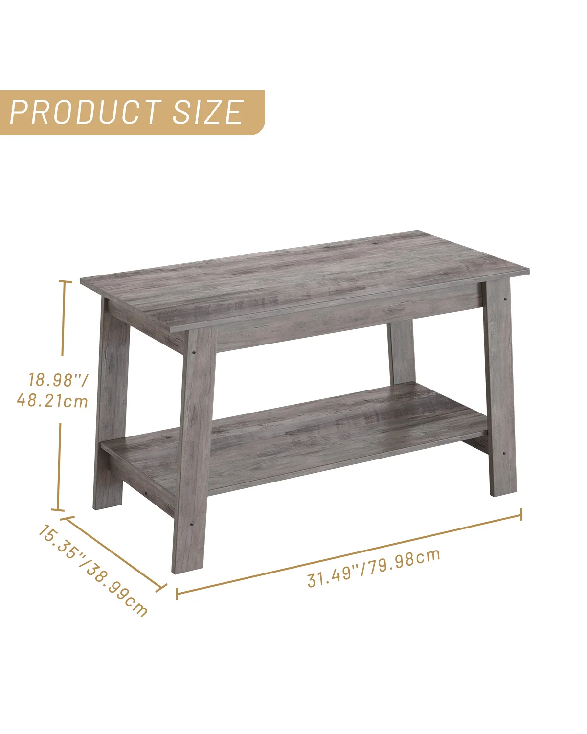 Coffee Table with Storage Shelf, 2-Tier Coffee Tables for Living Room, Farmhouse Wood Rectangle Small Coffee Table, Living Room