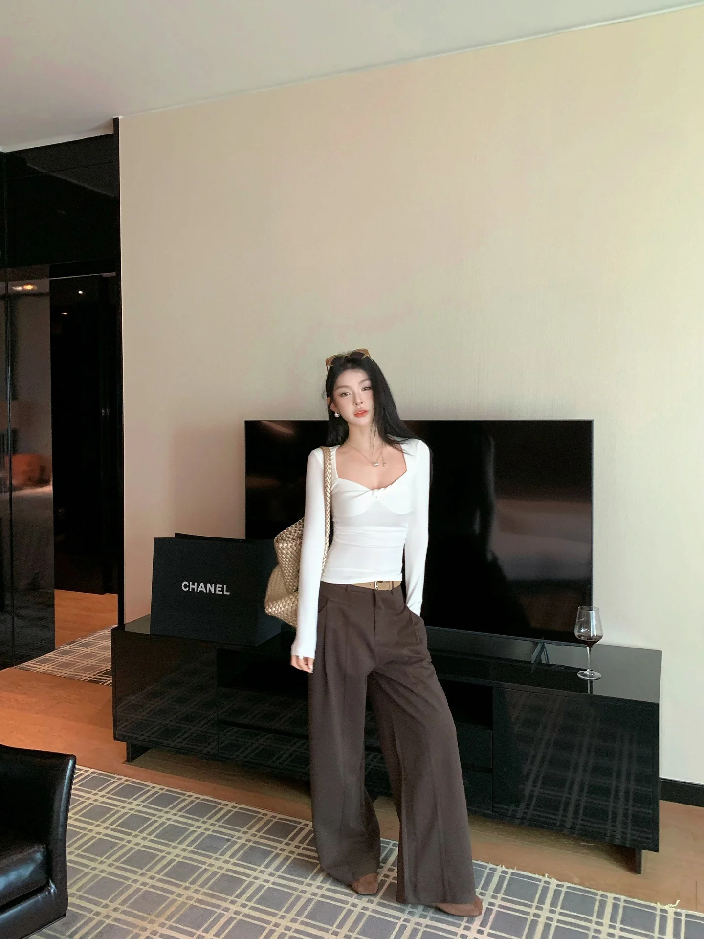 

Брюки God Pants Full Attendance, винтажные коричневые, в пол, с широкими штанинами, повседневные, женские, весенние, свободные, плиссированные, прямые, трубы-брюки